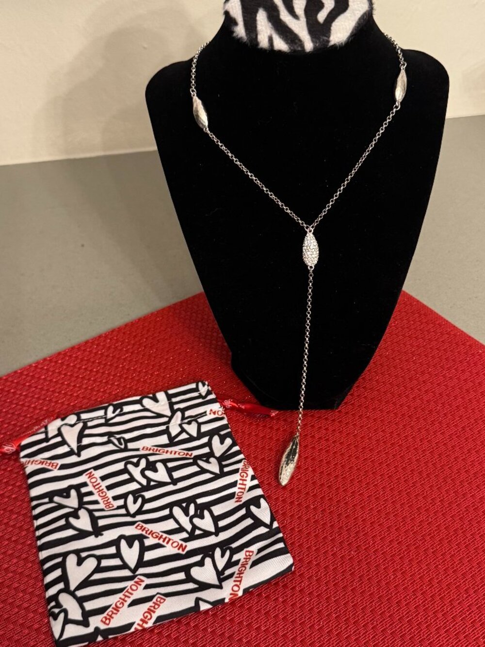 Brighton silver-tone Bilbao Mist Y Necklace, center drop with Swarovski crystals